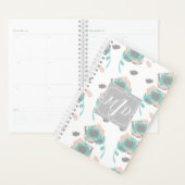 Monogram Chic Rose Floral Planner Design (Devant avec enveloppe)