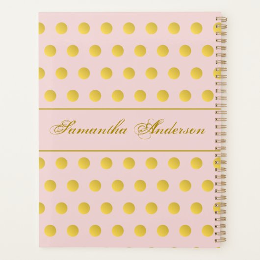 Monogram Chic Rose Gold Nom Polka Dot Planner (Dos)