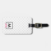 Monogram Chic Roze Lint Polka Dot Bagagelabel (Voorkant horizontaal)