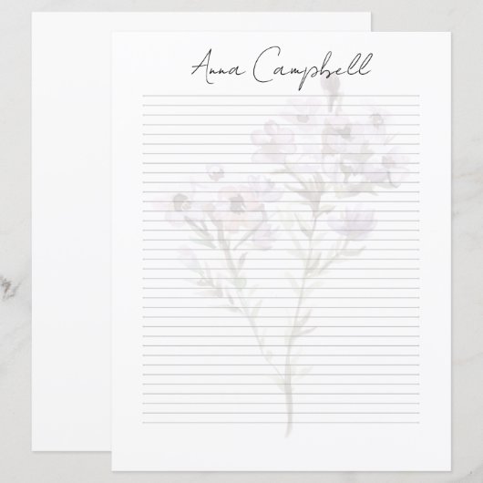 Monogram Chic Script Naam Briefpapier (Voorkant / Achterkant)