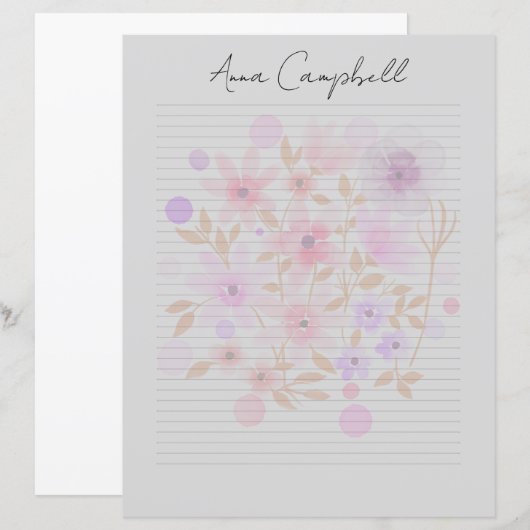 Monogram Chic Script Naam Briefpapier (Voorkant / Achterkant)
