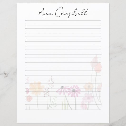 Monogram Chic Script Name Stationery Paper (Voorkant)