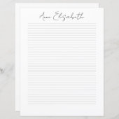 Monogram Chic Script Name Stationery Paper (Voorkant / Achterkant)
