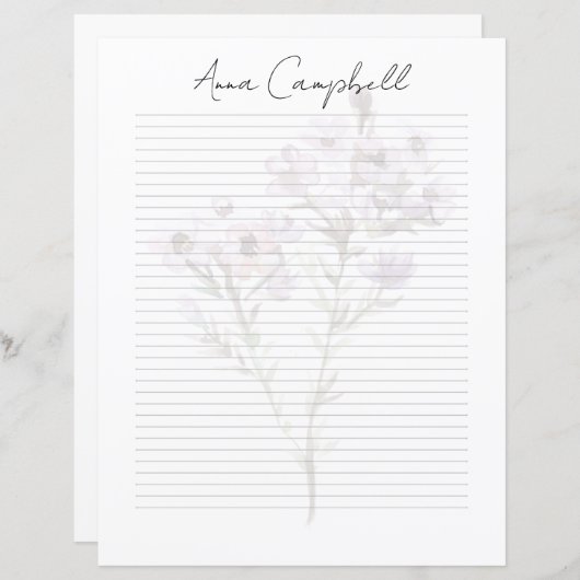 Monogram Chic Script Name Stationery Paper (Voorkant / Achterkant)