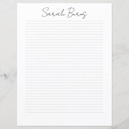 Monogram Chic Script Name Stationery Paper (Voorkant)