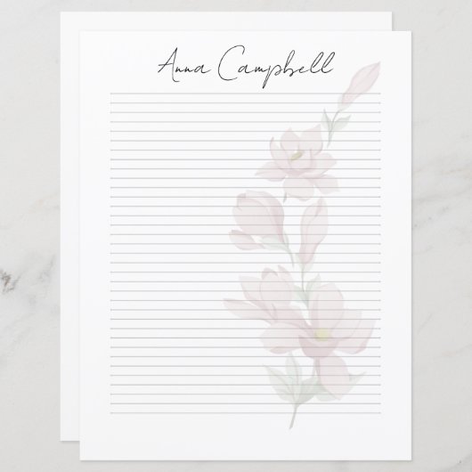 Monogram Chic Script Name Stationery Paper (Voorkant / Achterkant)