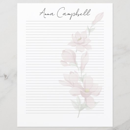 Monogram Chic Script Name Stationery Paper (Voorkant)
