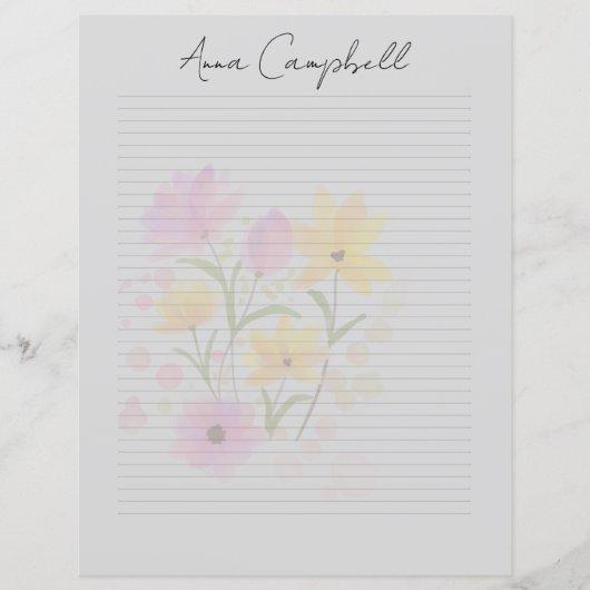 Monogram Chic Script Name Stationery Paper (Voorkant)