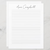 Monogram Chic Script Name Stationery Paper (Voorkant / Achterkant)