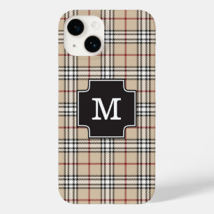 Monogram Chic Tartan Pset Tan Red Black White Cas Case-Mate iPhone 14 Hoesje