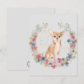 Monogram Chihuahua Dog Spring Flowers Notitiekaartje (Voorkant / Achterkant)