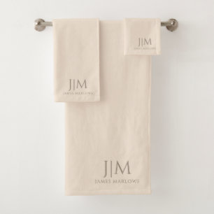 Monogram chique beige bad handdoek