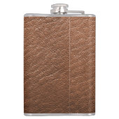 Monogram Chique Bruin Leer Naam Script Modern Heupfles (Achterkant)