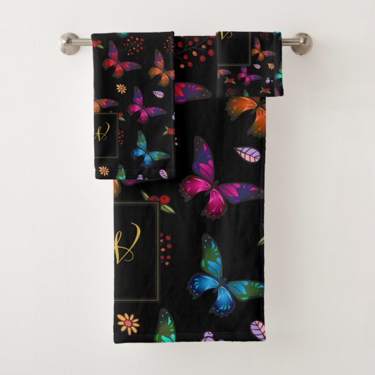 Monogram chique Fancy vlinderpatroon Bad Handdoek (Insitu)