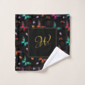 Monogram chique Fancy vlinderpatroon Bad Handdoek (Wasdoekje)