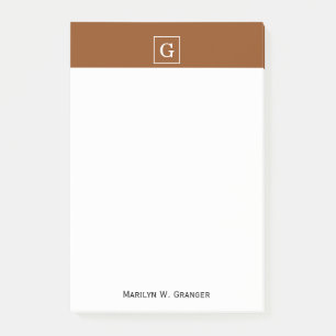 Monogram Chocolade Brown White Initiaal Post-it® Notes