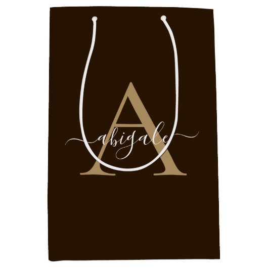 Monogram Chocolade Bruin Goud | Minimaal Elegant Medium Cadeauzakje (Voorkant)