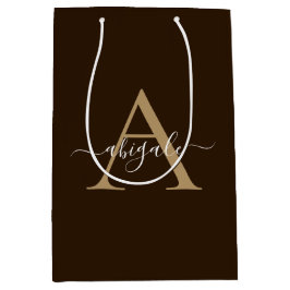 Monogram chocolade bruine goud | Minimaal elegant Medium Cadeauzakje