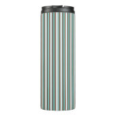 Monogram Chocolate Brown & Mint Green Stripes Thermosbeker (Achterkant)