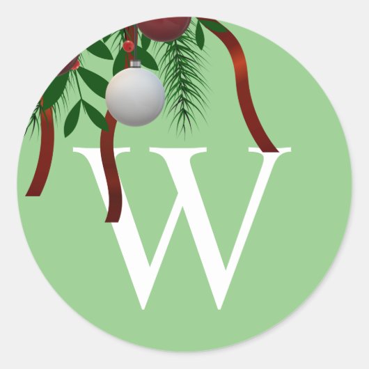 Monogram Christmas Envelope Seal Sticker (Voorkant)
