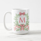 Monogram Christmas Wreath Koffiemok (Links)