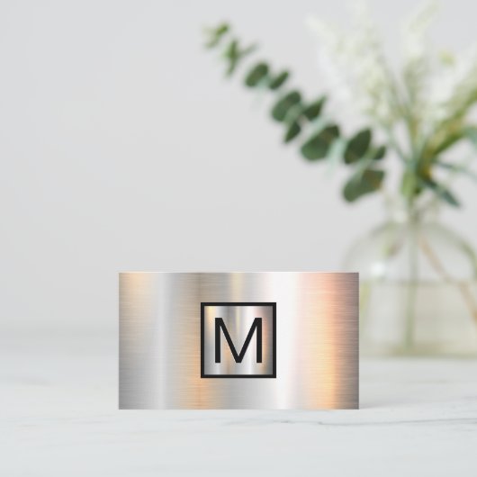 Monogram Chrome Metalen Banner Visitekaartje (Staand voorkant)