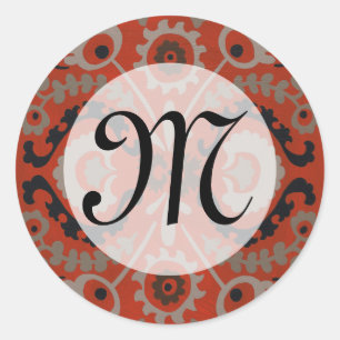 Monogram Cinnabar Suzani I Ronde Sticker