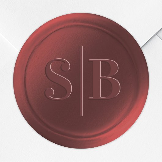 Monogram Cinnamon Red Wax Seal Weddenschappen Ronde Sticker