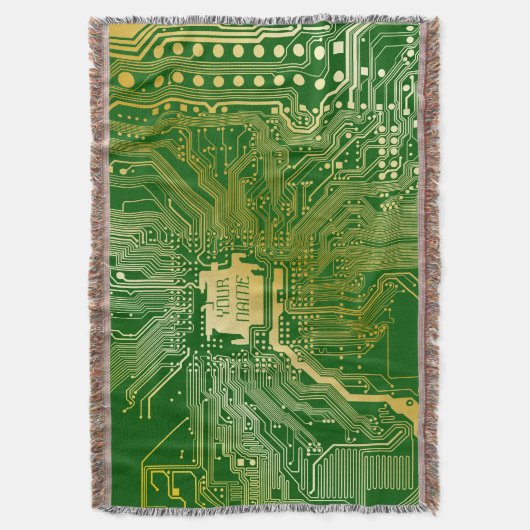 Monogram Circuit Motherboard Electronics Chip Tech Deken (Voorkant Verticaal)
