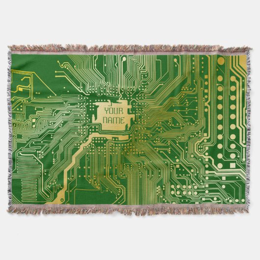Monogram Circuit Motherboard Electronics Chip Tech Deken (Voorkant)