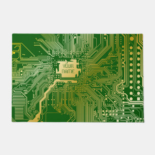 Monogram Circuit Motherboard Electronics Chip Tech Deurmat