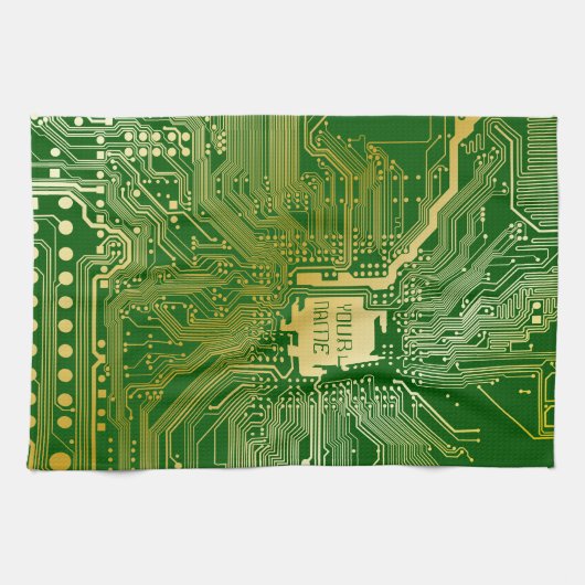Monogram Circuit Motherboard Electronics Chip Tech Theedoek (Horizontaal)