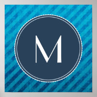 Monogram Cirkel op blauwe diagonale strepen