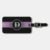 Monogram Cirkel Silhouette Black en grijze strepen Bagagelabel (Voorkant horizontaal)