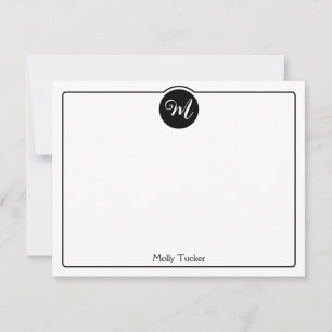 Monogram Cirkel Trendy Script Meisjesachtig Notitiekaartje