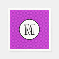 Monogram cirkels en vierkanten op een paars patroo