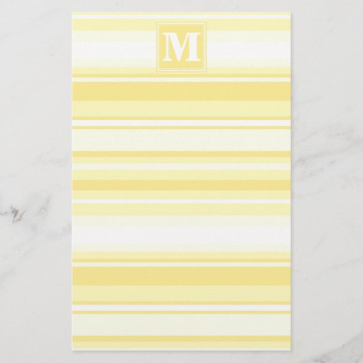 Monogram citroengele strepen briefpapier (Voorkant)