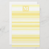 Monogram citroengele strepen briefpapier (Voorkant / Achterkant)
