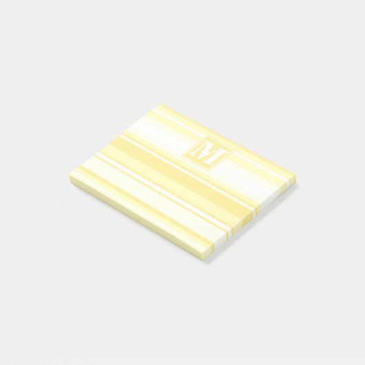 Monogram citroengele strepen post-it® notes (Schuin)