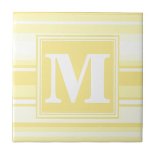 Monogram citroengele strepen tegeltje