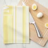 Monogram citroengele strepen theedoek (Quarter Fold)