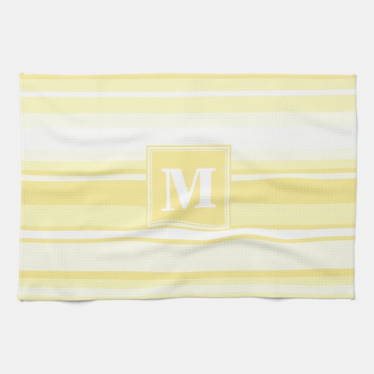 Monogram citroengele strepen theedoek (Horizontaal)