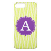 Monogram Citron Chevron met Paars Case-Mate iPhone Case (Achterkant)