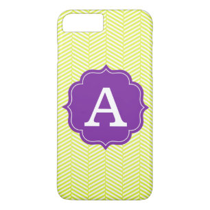 Monogram Citron Chevron met Paars iPhone 8 Plus / 7 Plus Hoesje