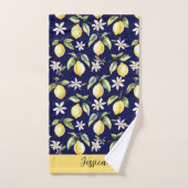 Monogram Citron Citrus Lemon Fruit Fleur Blanche B (Serviette à main)