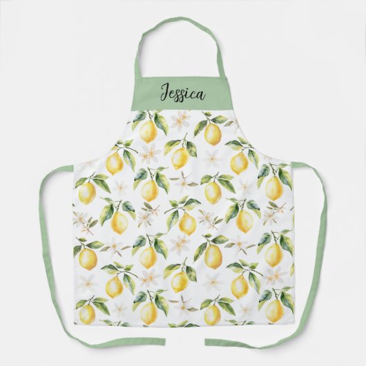 Monogram Citrus Citrus Fruit Botanische Patroon Schort (Voorkant)