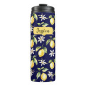 Monogram Citrus Citrus Fruit Botanische Patroon Thermosbeker (Voorkant)