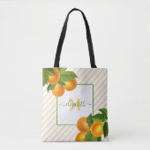 Monogram citrus sinaasappels rustieke waterverf st draagtas (Voorkant)