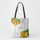 Monogram citrus sinaasappels waterverf rustiek hou draagtas (Voorkant)
