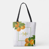 Monogram citrus sinaasappels waterverf rustiek hou draagtas (Achterkant)